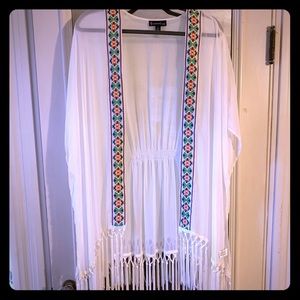 Sheer kimono with fabulous fringe